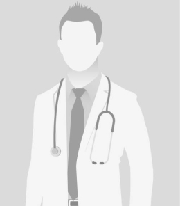 Default placeholder doctor half-length portrait photo avatar. Gray color
